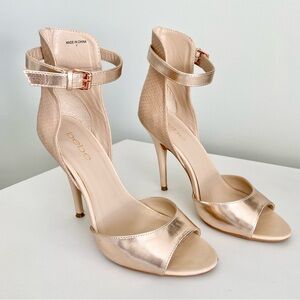 bebe Calistaa Nude Rose-Gold Heels Size 7